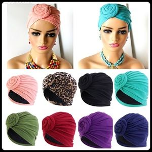 Turban Hat for women Beanie Knotted Flower Pre tied turbans head wraps scarf